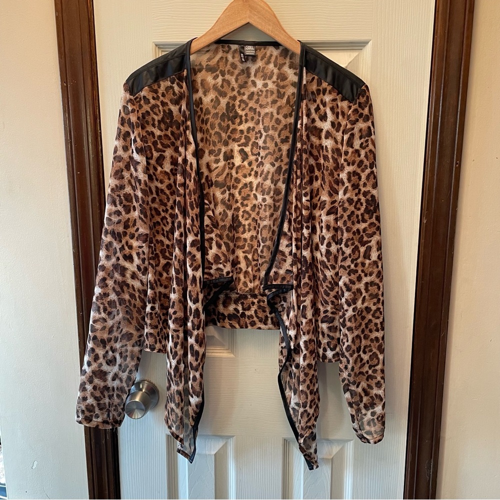 Leopard Print Open Front Jacket - image 1